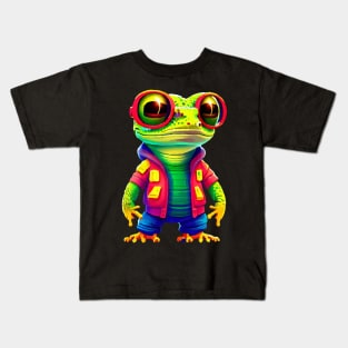 Gamer's Perfect Illustration - Cute Colorful Gekko Kids T-Shirt